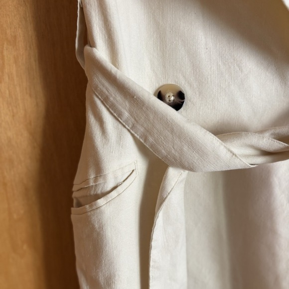 Anthropologie Maeve Longline Linen Vest Beige XXS Belted‎ - Picture 6 of 13